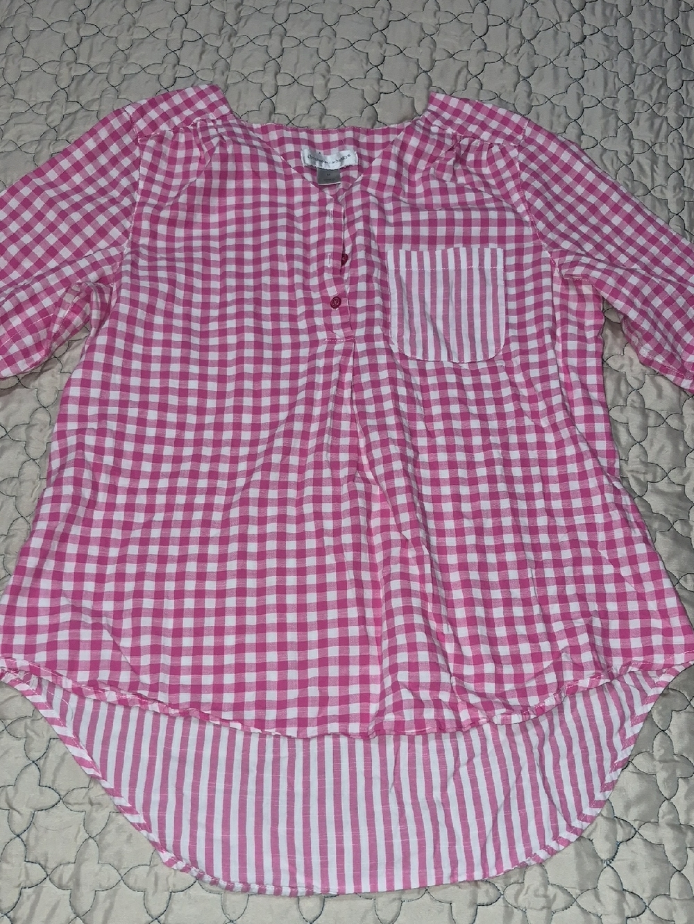 Christopher & Banks Pink Gingham Button-Front Tunic